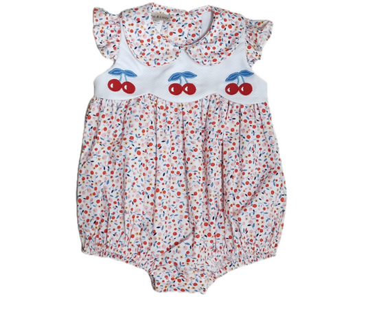 Cherries Collection Appliqué Baby Girl Bubble