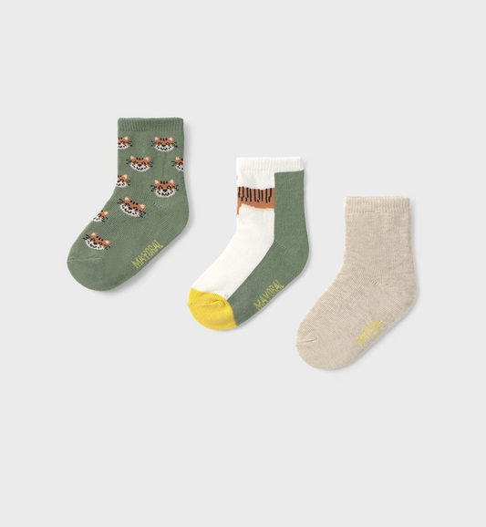 Mayoral Boys 3-Pack Socks With Tigers Print