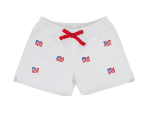 Critter Cheryl Shorts (Twill) - Worth Avenue White with American Flags