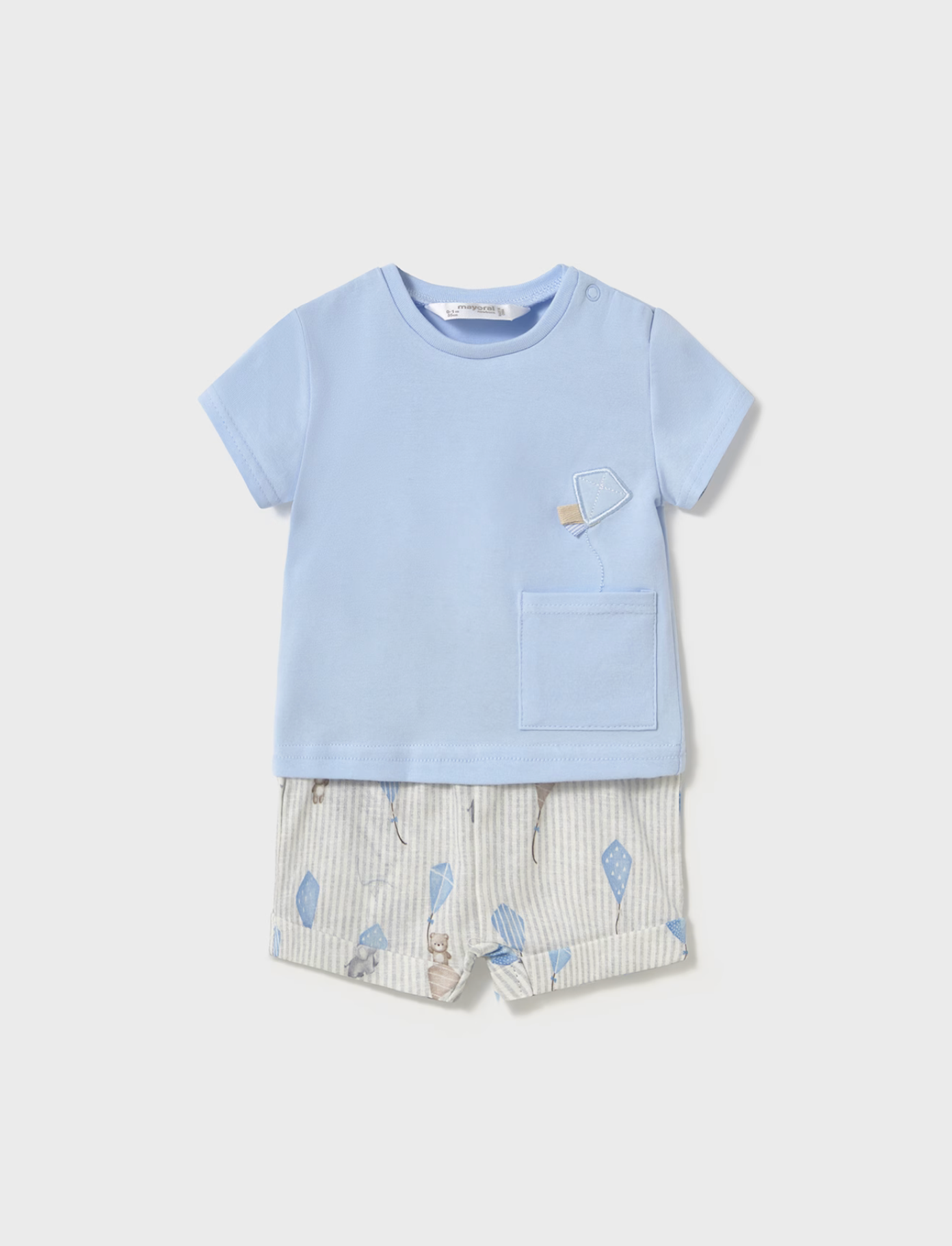 Mayoral Printed Shorts and T-Shirt Set - Sky