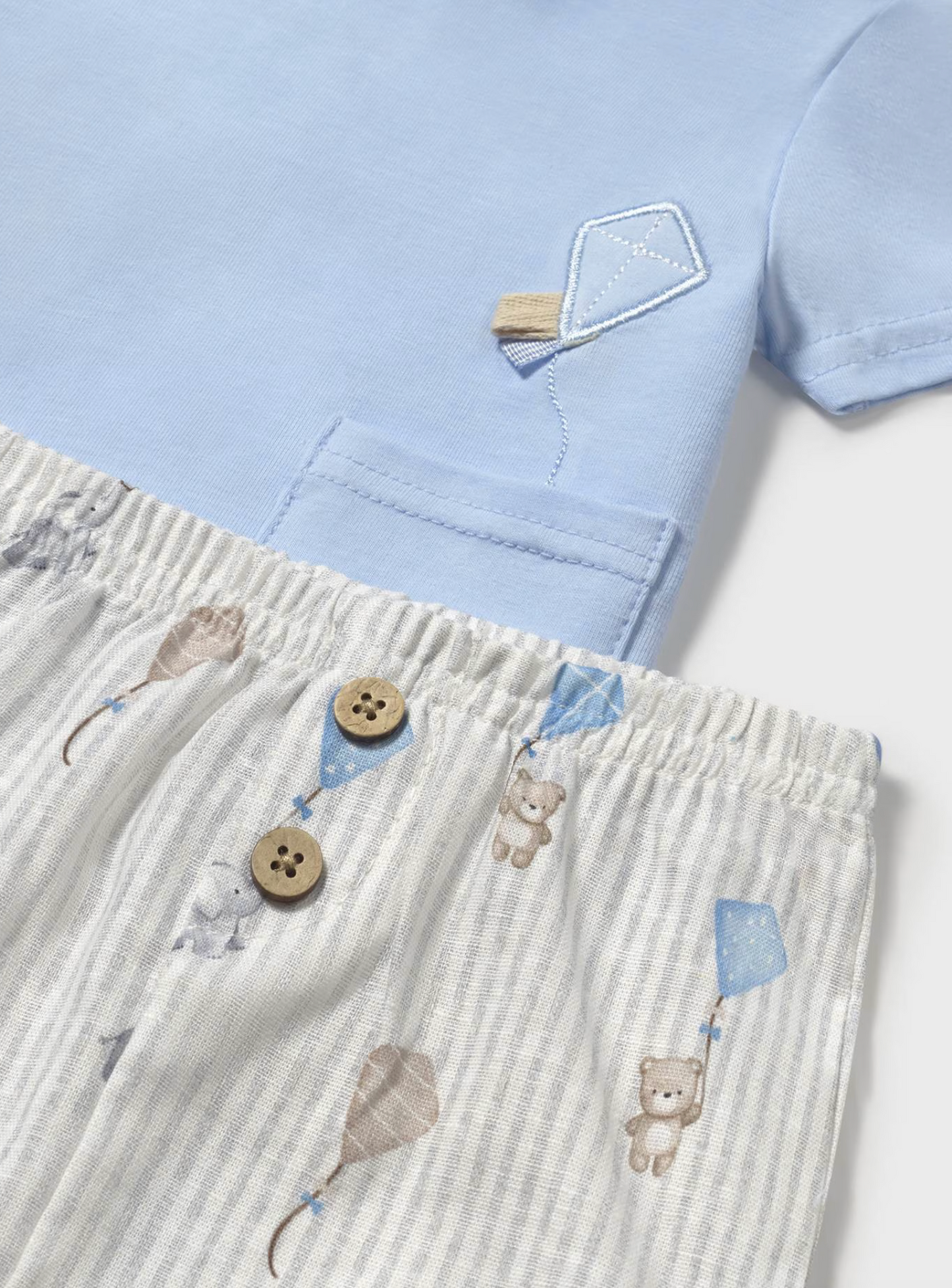 Mayoral Printed Shorts and T-Shirt Set - Sky