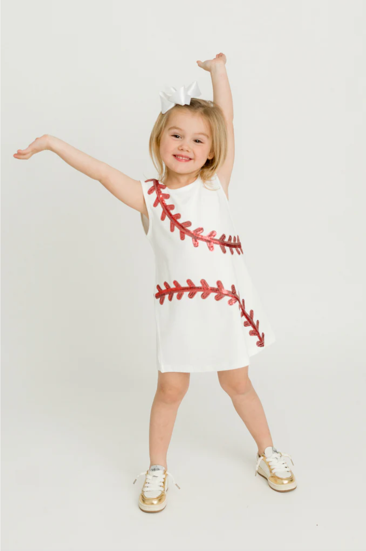 White Baseball Kid Dress