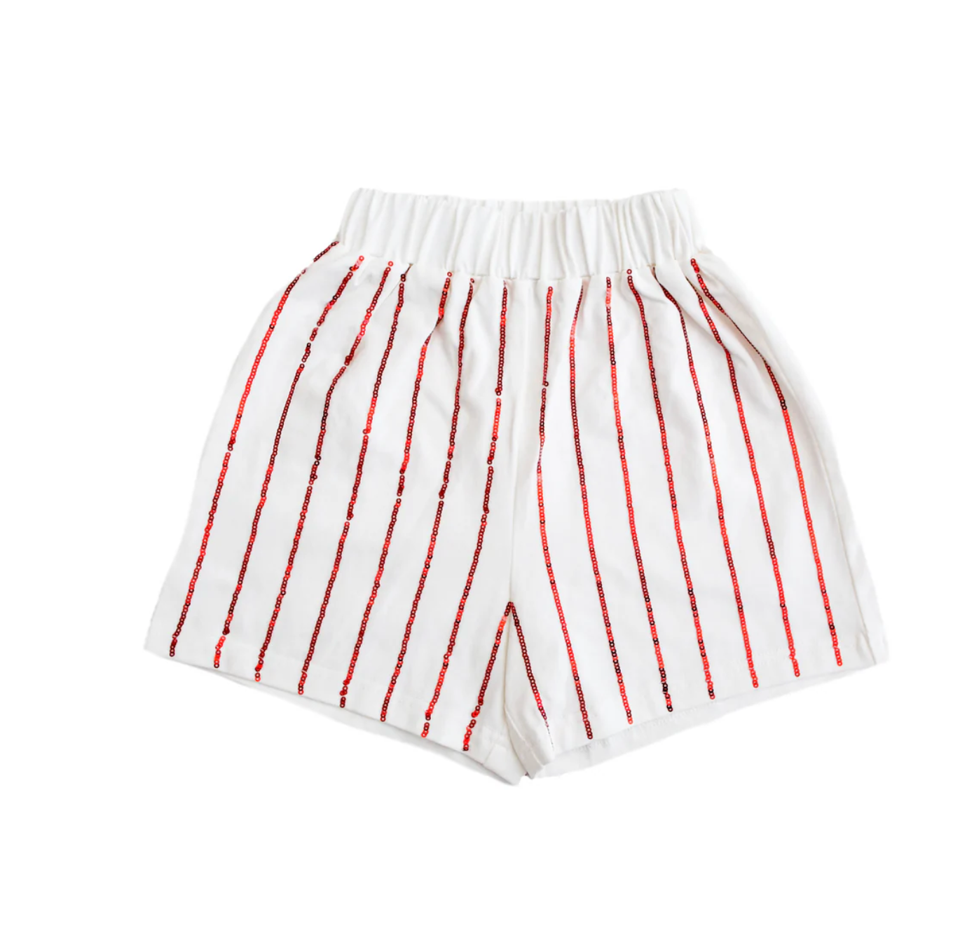 Red Sequin Striped Kid Shorts