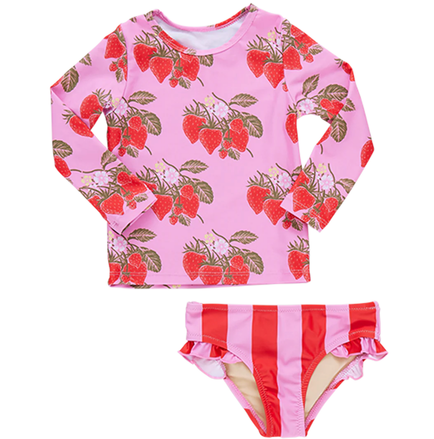 Rash Guard Set - Pink Wild Strawberries