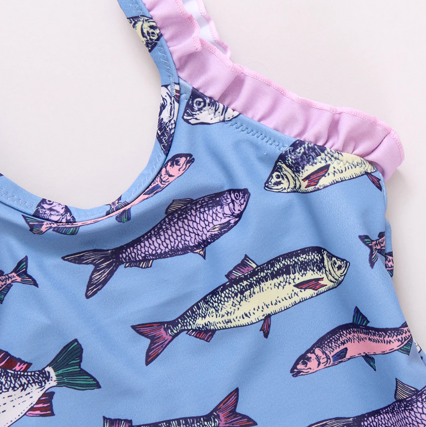 Girls Claire Suit - Blue Multi Fishies