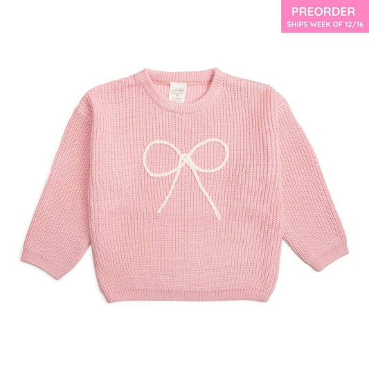 Sweet Wink Bow Yarn Knit Sweater