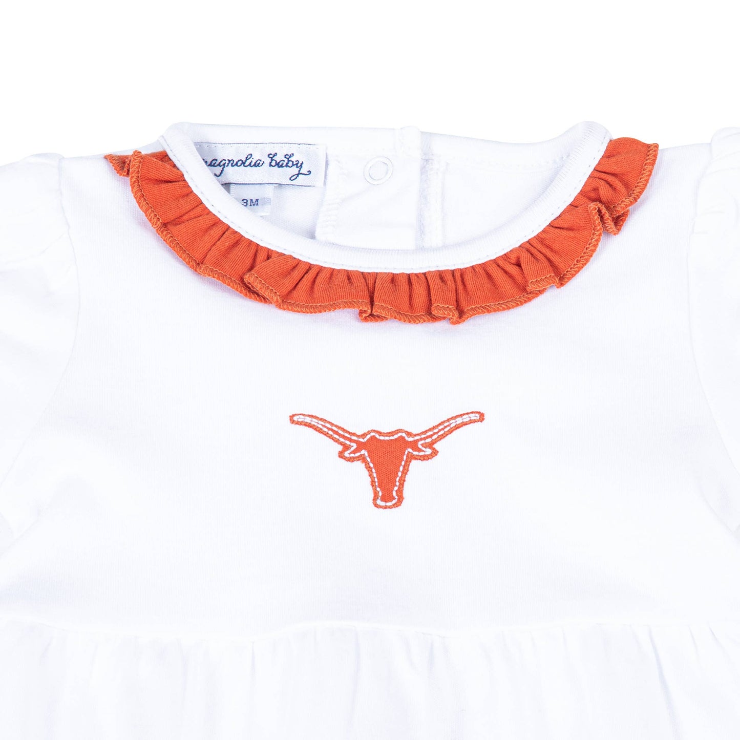 Lil' Longhorn Orange Emb S/S Girl Bubble