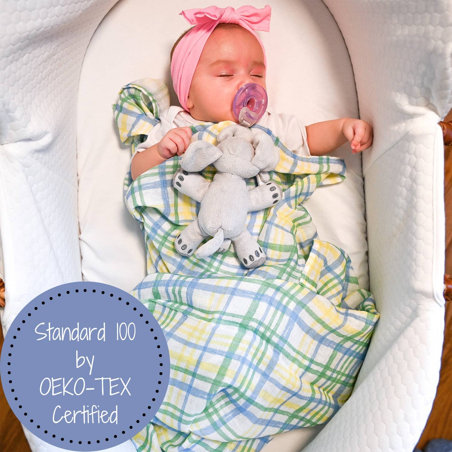 Blue Plaid Baby Muslin Swaddle Blanket