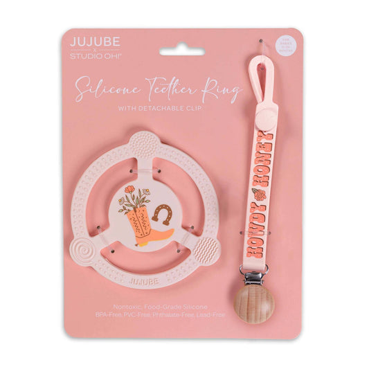 Silicone Teether Ring with Detachable Clip Bloomin' Boot