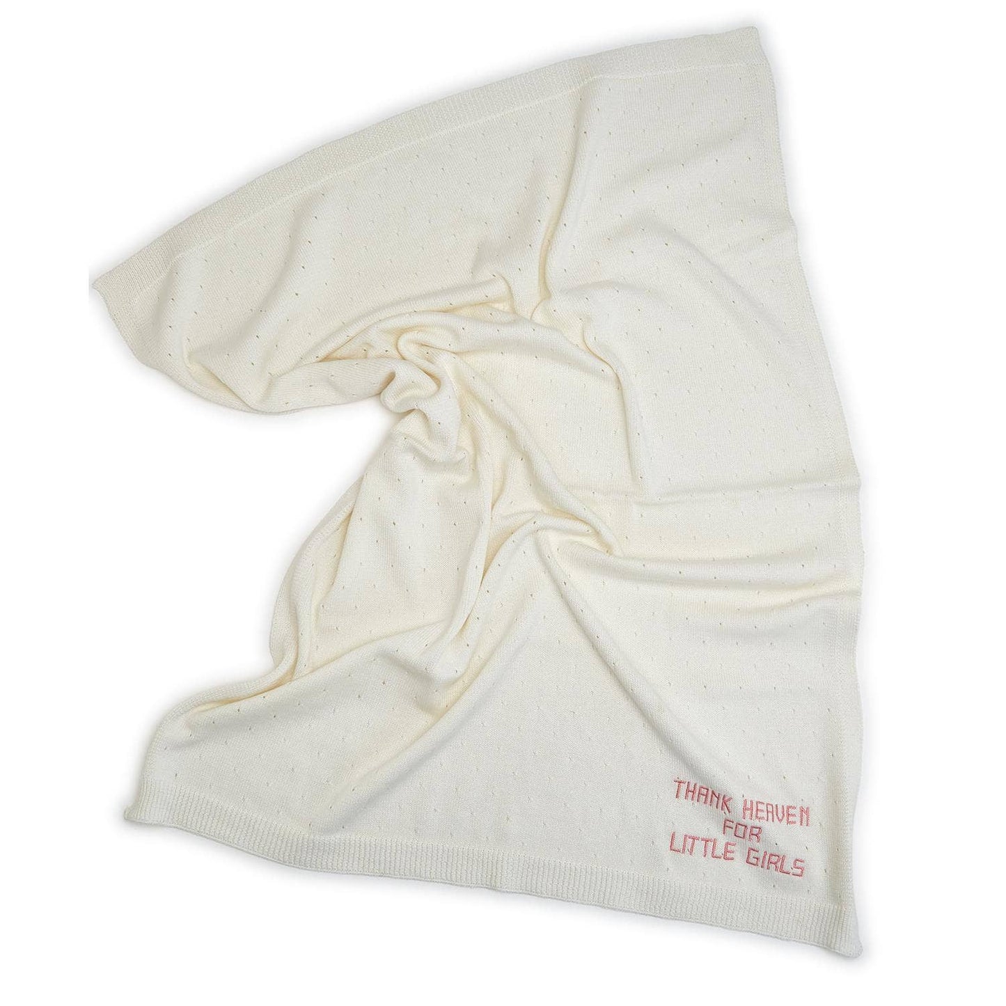 Thank Heaven Embroidered Knit Cotton Blanket