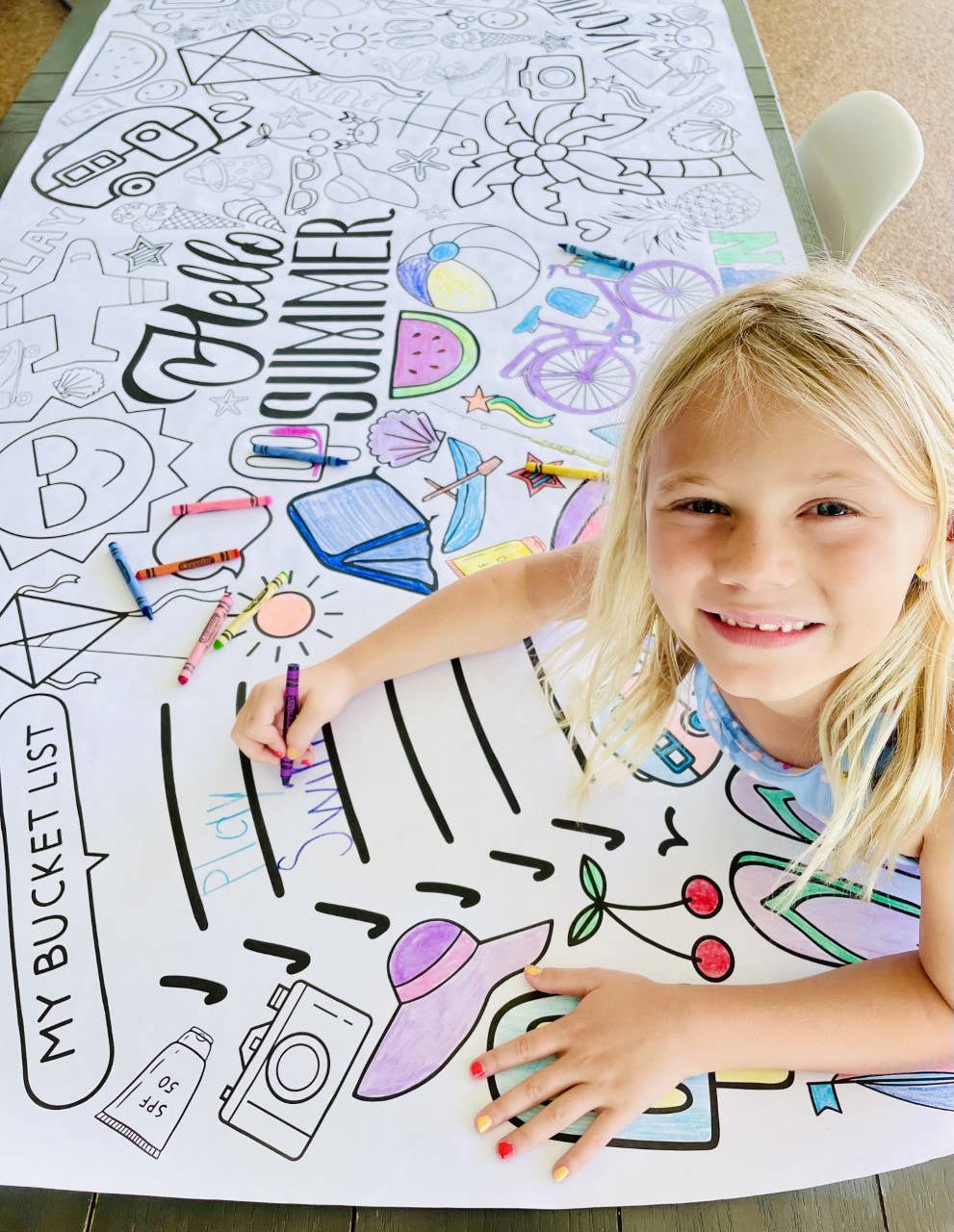 Kids Summer Art Activity | Coloring Tablecloth