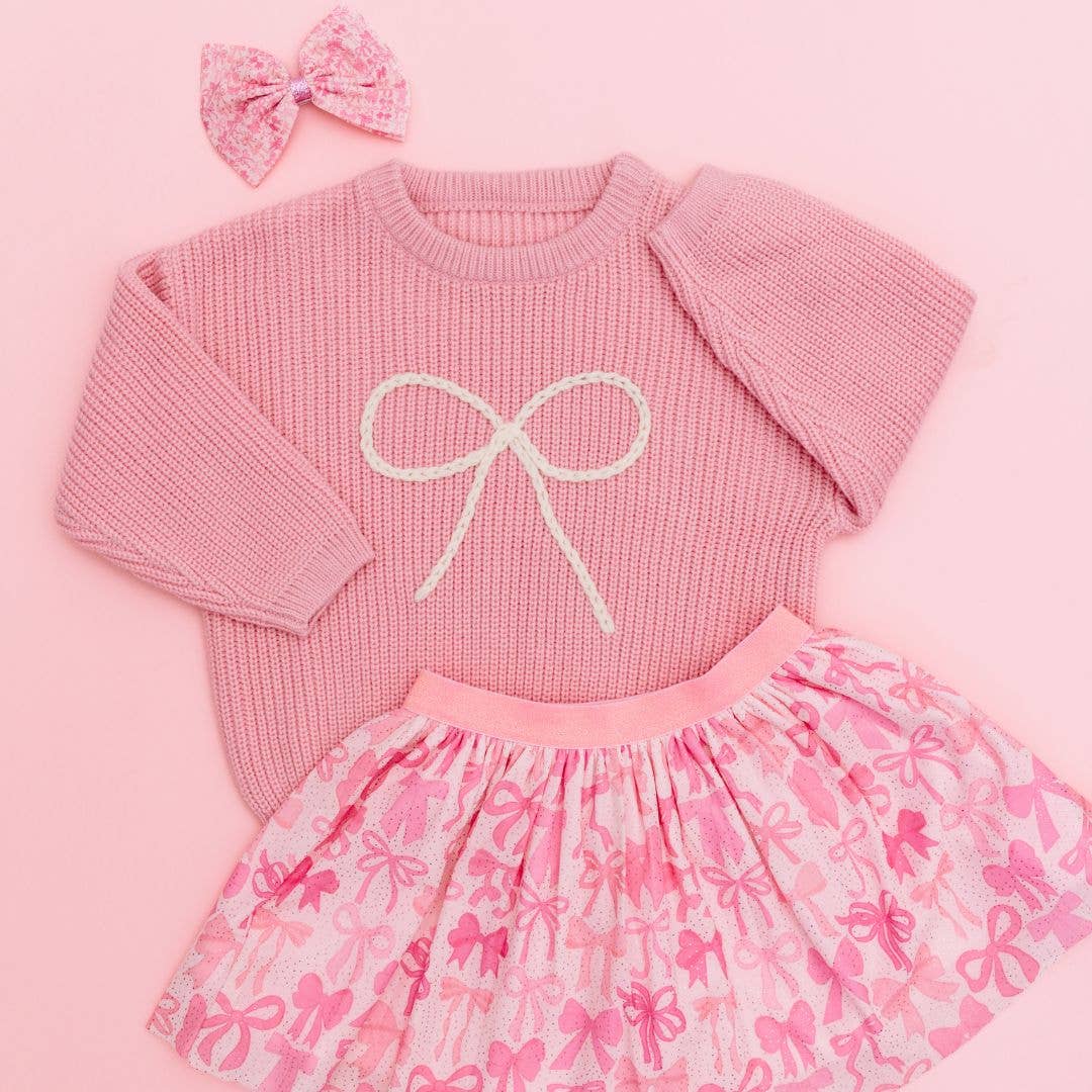 Sweet Wink Bow Yarn Knit Sweater