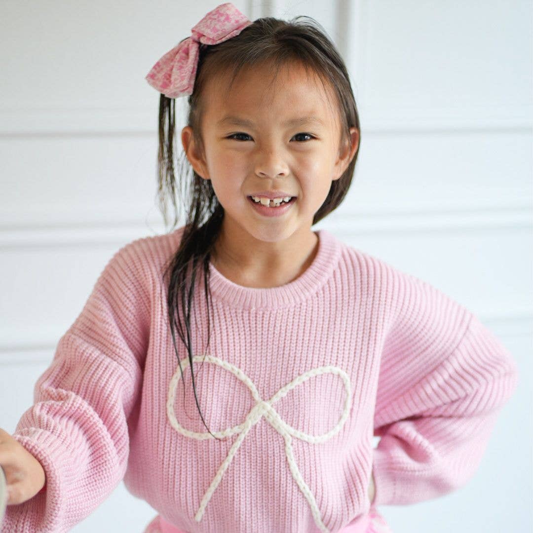 Sweet Wink Bow Yarn Knit Sweater