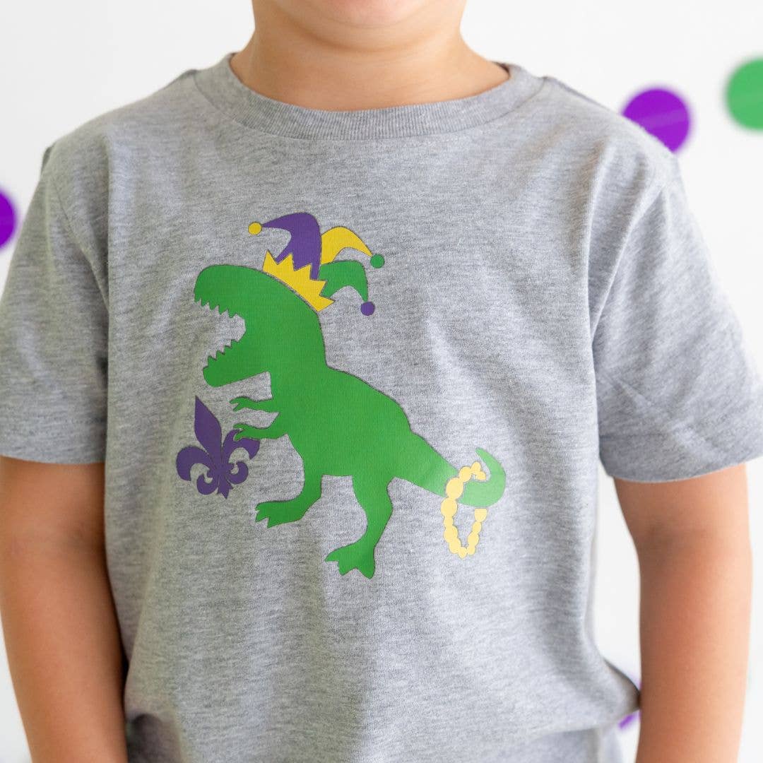 Mardi Gras Dino Short Sleeve T-Shirt