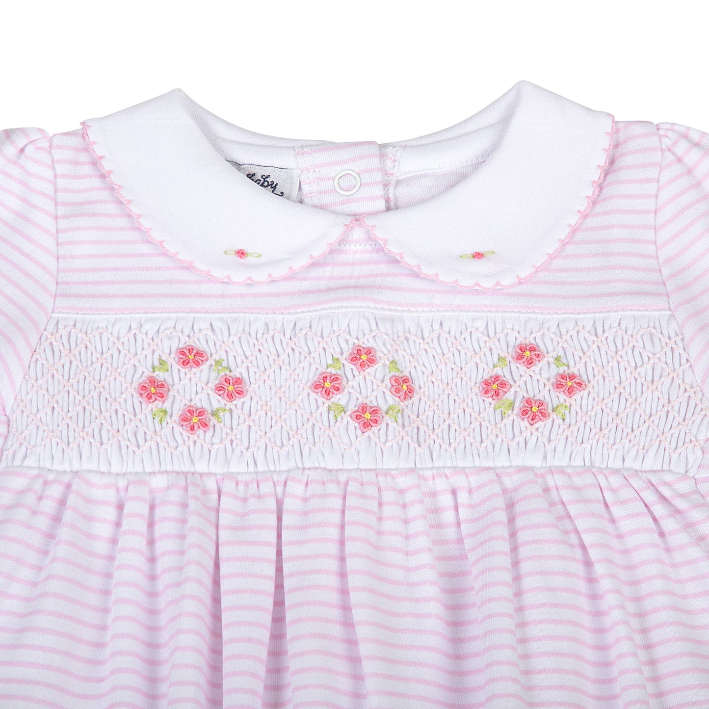 Lilly and Logan Pink Smocked Collared L/S Girl Bubble