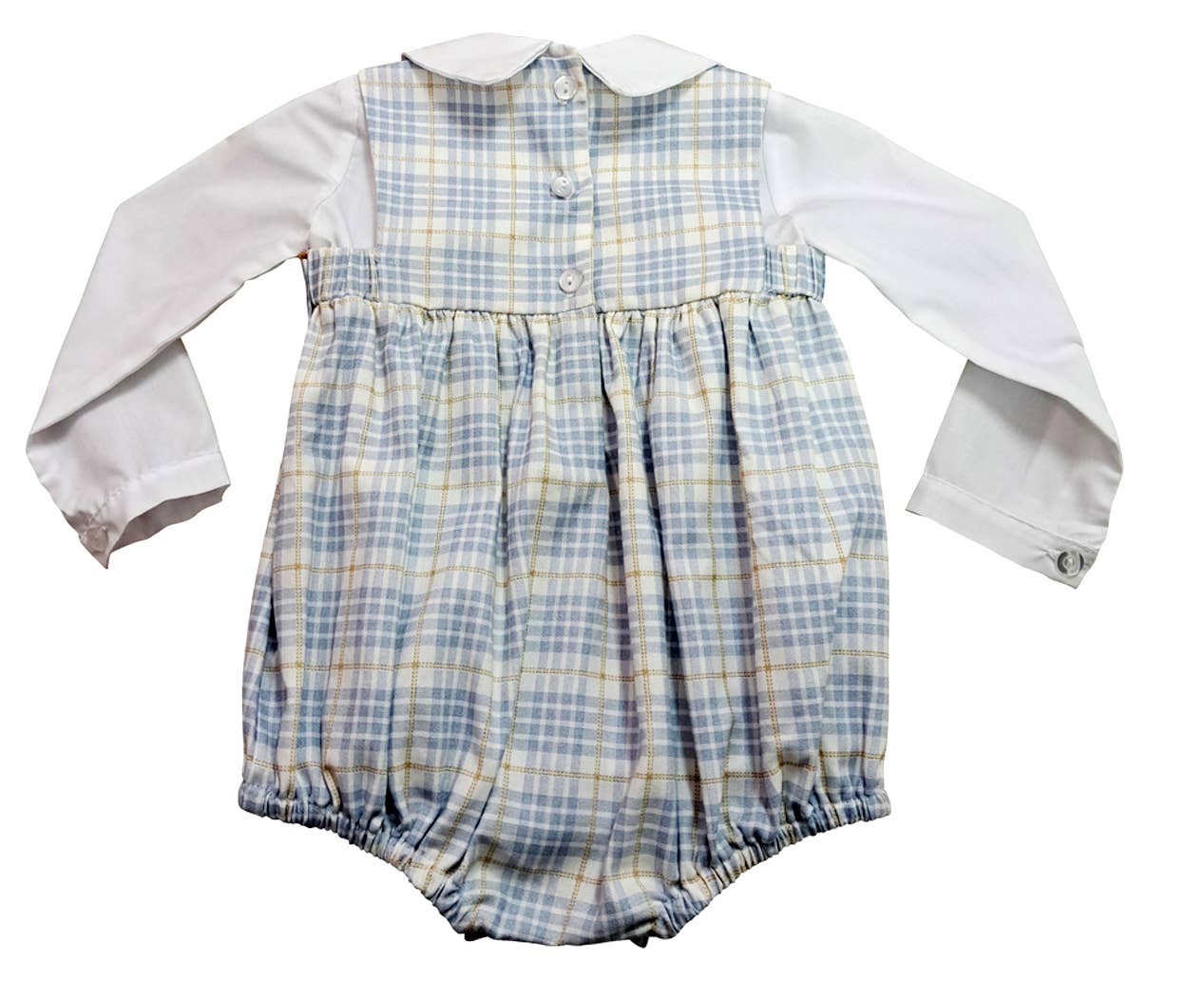 Celine - Fall Light Blue Plaid Boy Romper Set